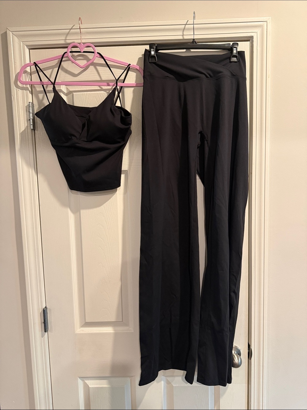 Black High-Waist Flare Pants with Sports Tank Top